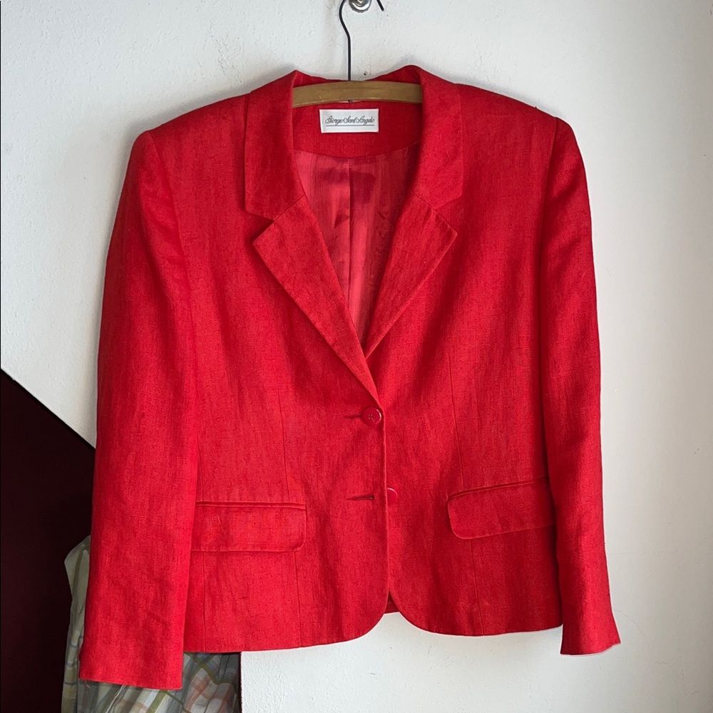 Elegant Red Women's Linen‎ Blazer 10 EUC